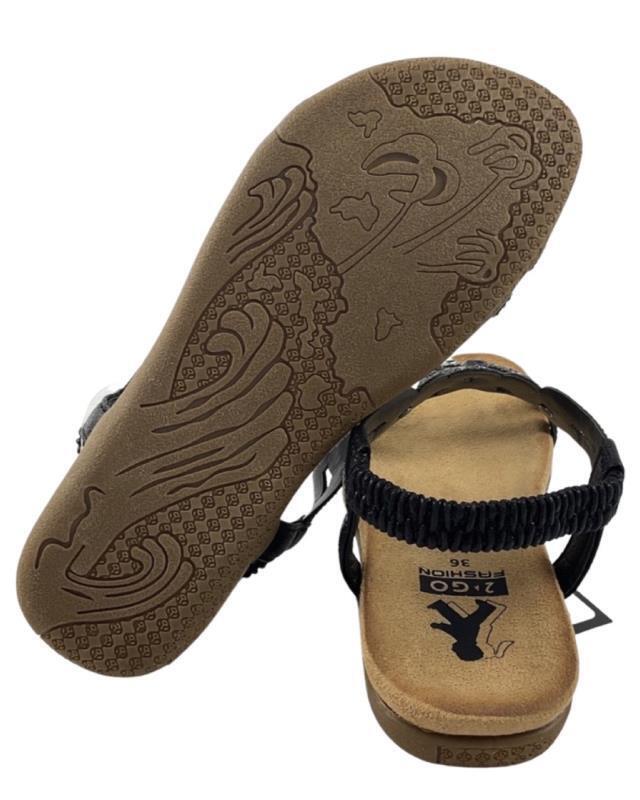 2GO FASHION 8018-802-009 Damen Sandale Schwarz Synthetik/Str