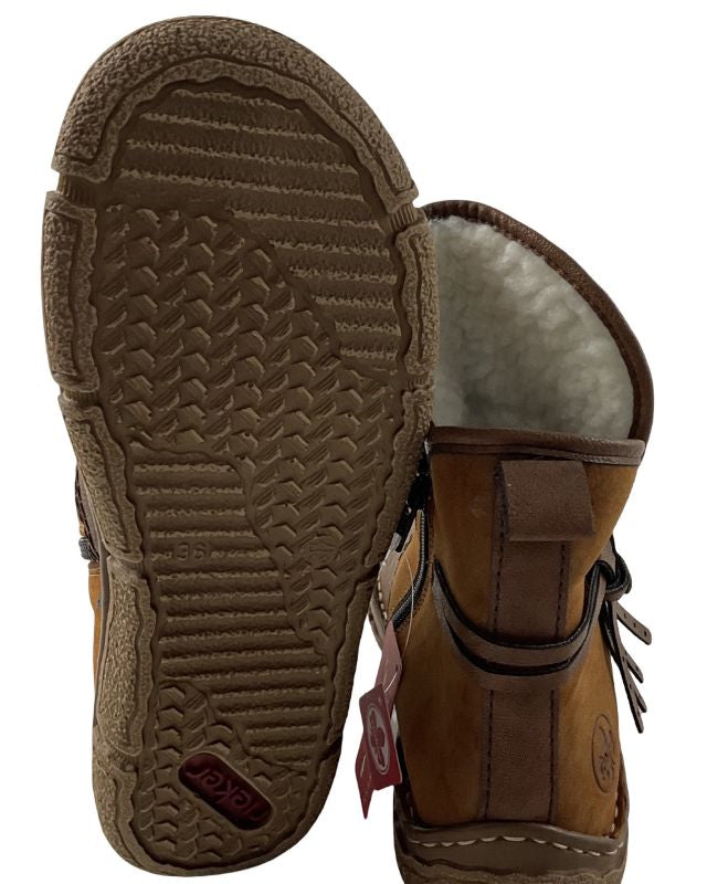 Rieker Damen Kurzstiefel Z3772-22 Braun Kunstleder
