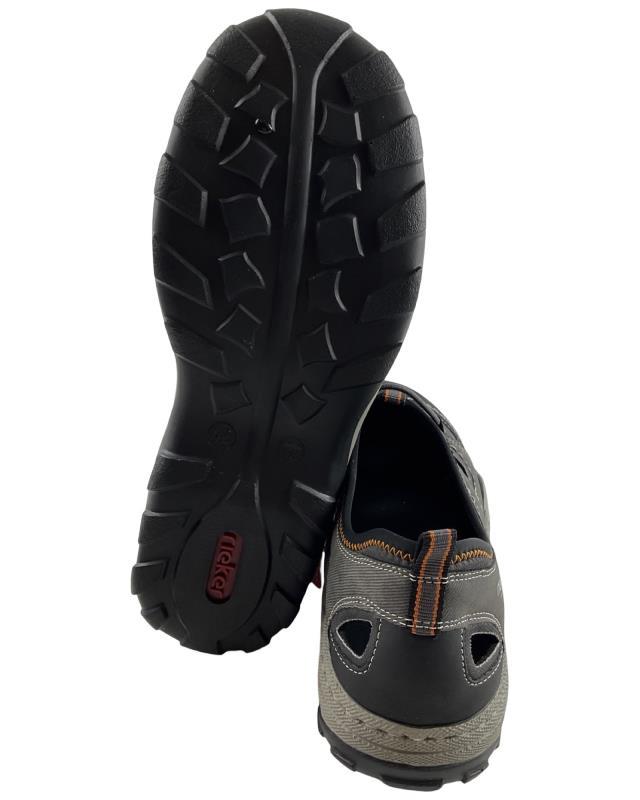 Rieker Herren Slipper 08065-02 Granitgrau Kunstleder