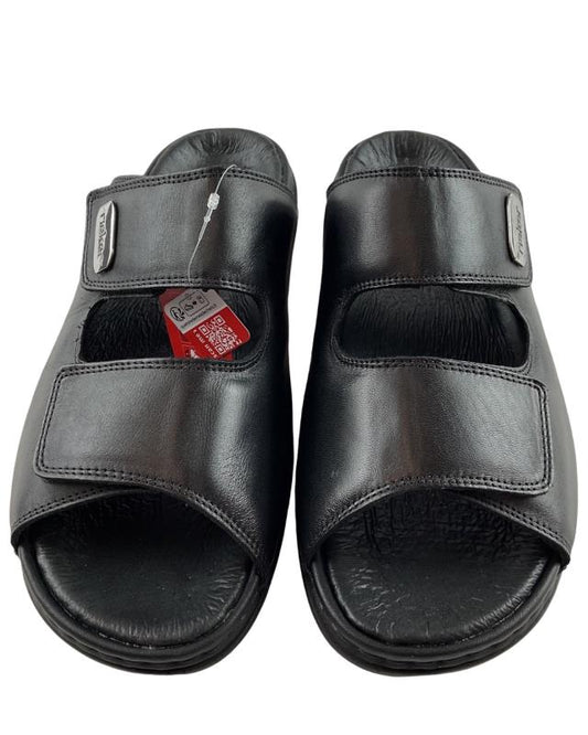 Rieker Herren Pantoletten 25590-00 Schwarz Klettverschluss