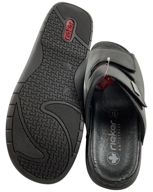 Rieker Herren Pantoletten 25590-00 Schwarz Klettverschluss