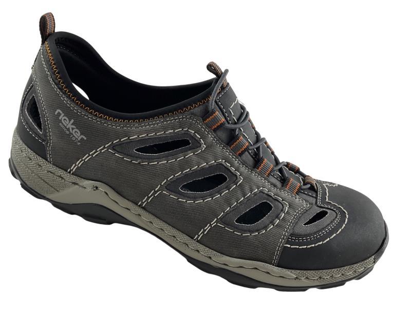 Rieker Herren Slipper 08065-02 Granitgrau Kunstleder