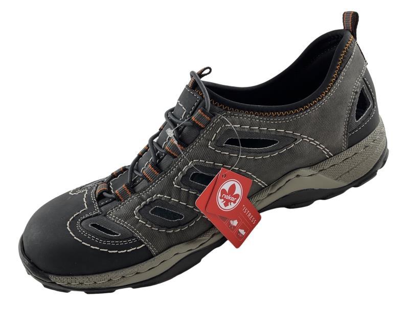 Rieker Herren Slipper 08065-02 Granitgrau Kunstleder