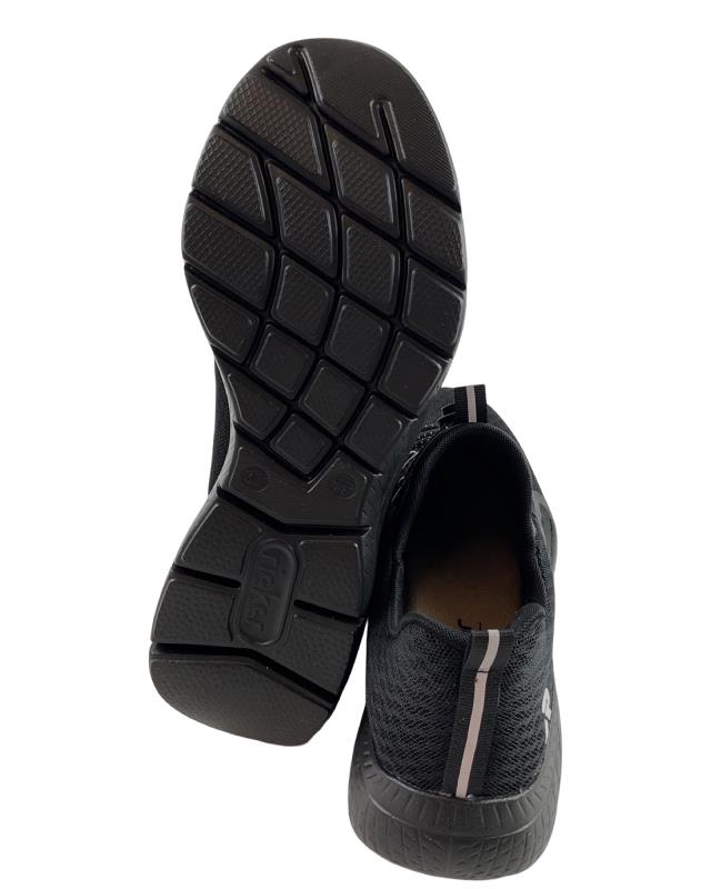 Rieker Sport Damen Slipper M5070-00 Schwarz Textiil
