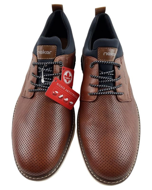 Rieker Herren Slipper 14450-22 Braun/Blau Leder