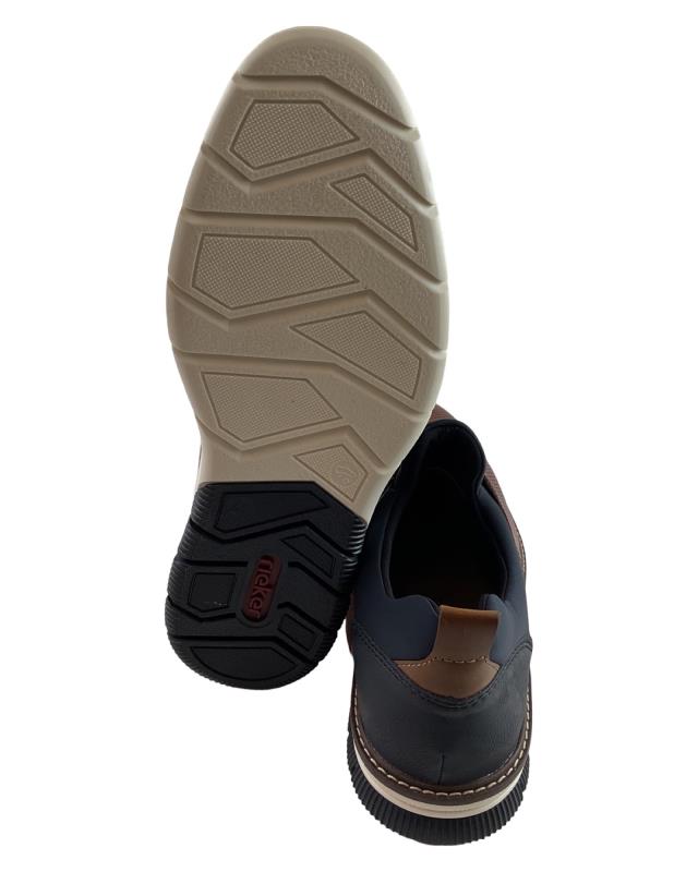 Rieker Herren Slipper 14450-22 Braun/Blau Leder