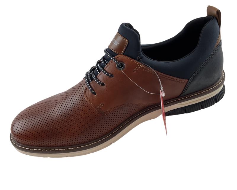 Rieker Herren Slipper 14450-22 Braun/Blau Leder