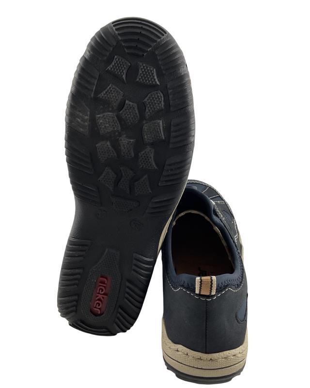 Rieker Damen Slipper L00551-14 Blau Kunstleder Wechselbare Einlegesohle