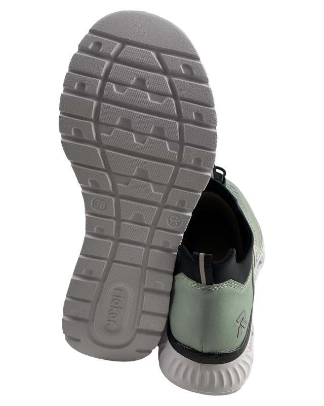 Rieker Damen Slipper M6061-52 Kunstleder Mintgrün VEGAN
