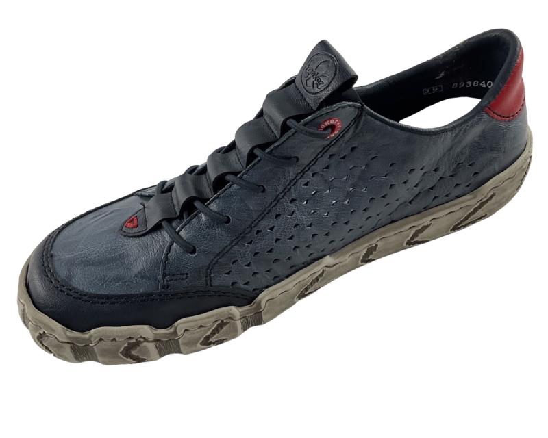 Rieker Damen Schnürschuhe L0357-12 Blau Kunstleder Reißverschluss+ Gummizug