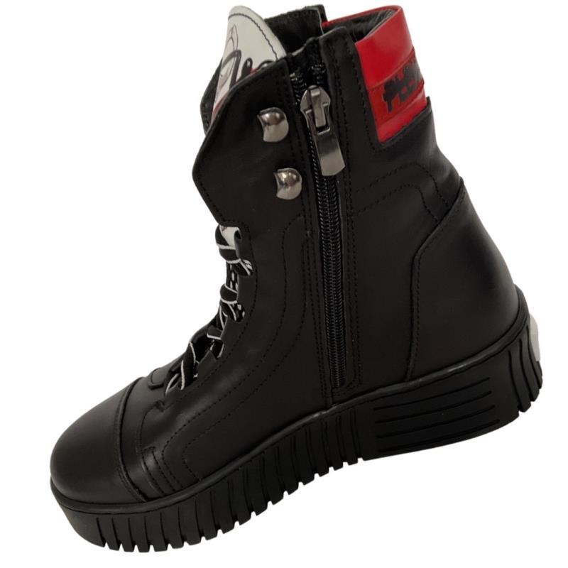 2 GO FASHION Damen Boots 8096-503-9 Leder Schwarz /Rot