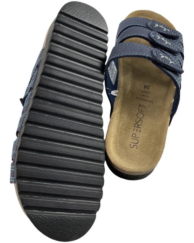 SUPERSOFT Damen Hausschuhe Pantoletten Klett 275 015 BLUE