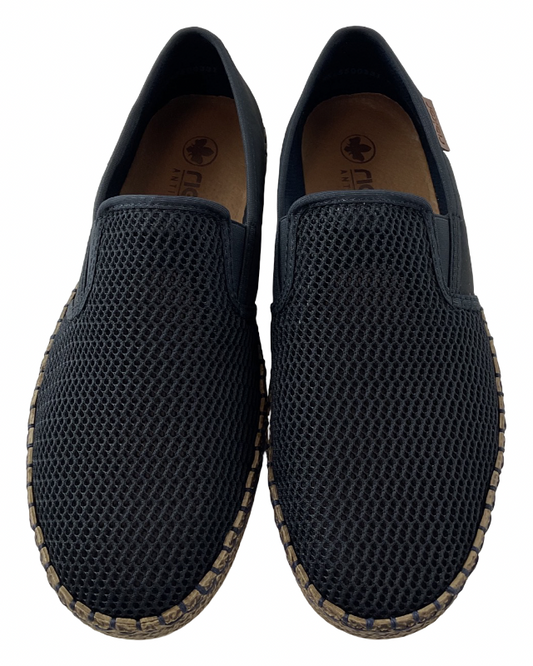 Rieker Herren Slipper B5265-14 Textil Blau