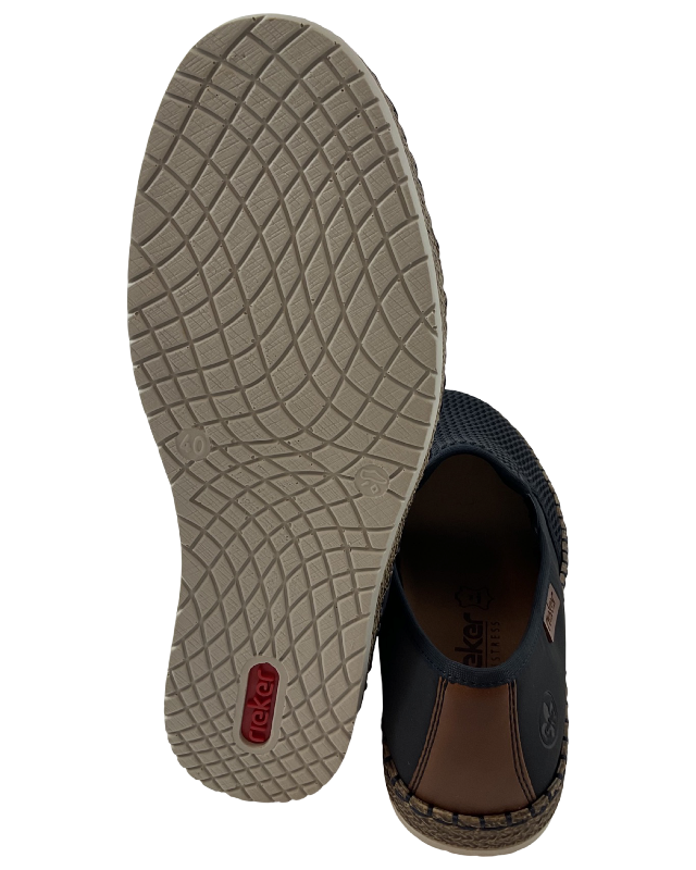 Rieker Herren Slipper B5265-14 Textil Blau