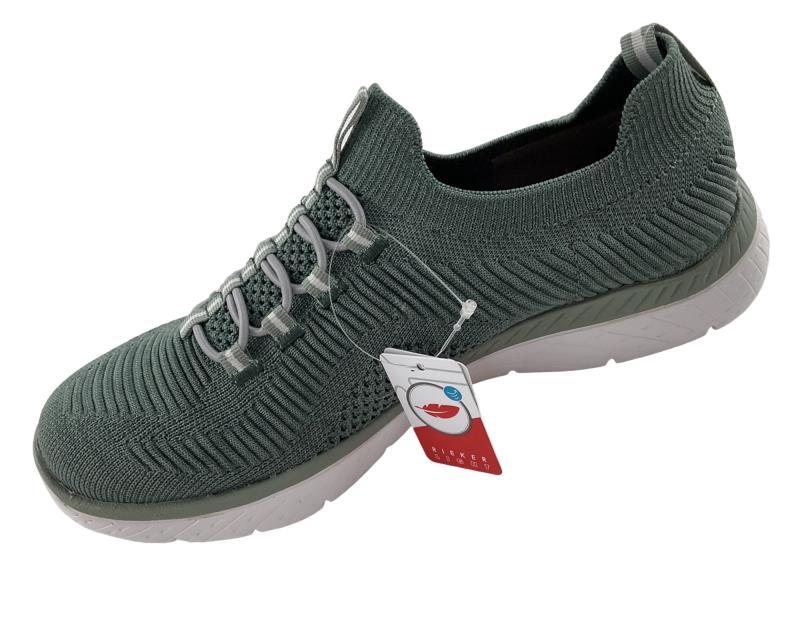 Rieker Damen Slipper M5074-52 Grün Textil Ultraleicht