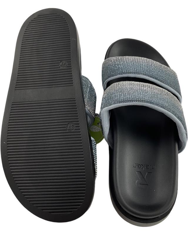 Rieker Sport Damen Pantoletten W1451-14 VEGAN Textil Blau