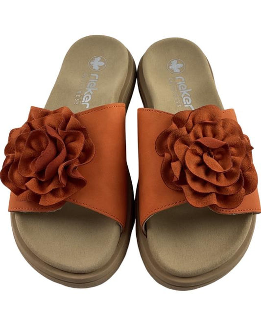 Damen Pantoletten V1562-38 Orange Klettverschluss