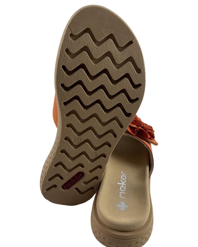 Damen Pantoletten V1562-38 Orange Klettverschluss