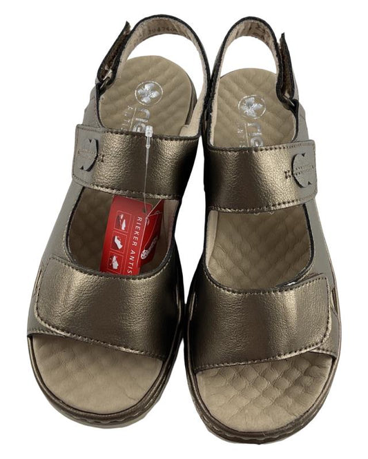 Rieker Damen Riemchensandalen 60462-90 Leder Bronze