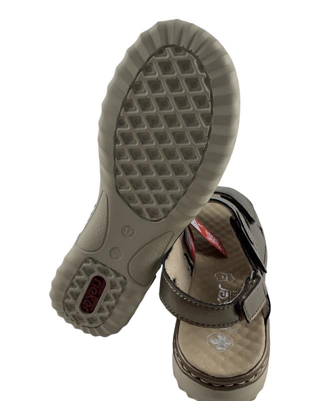 Rieker Damen Riemchensandalen 60462-90 Leder Bronze