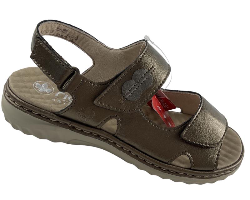 Rieker Damen Riemchensandalen 60462-90 Leder Bronze