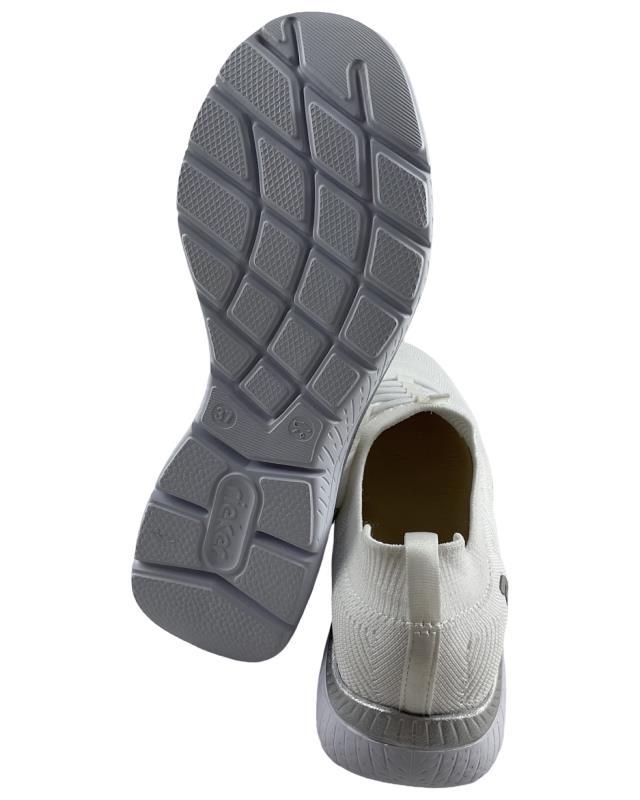 Rieker Damen Slipper M5074-80 Weiß Textil Ultraleicht