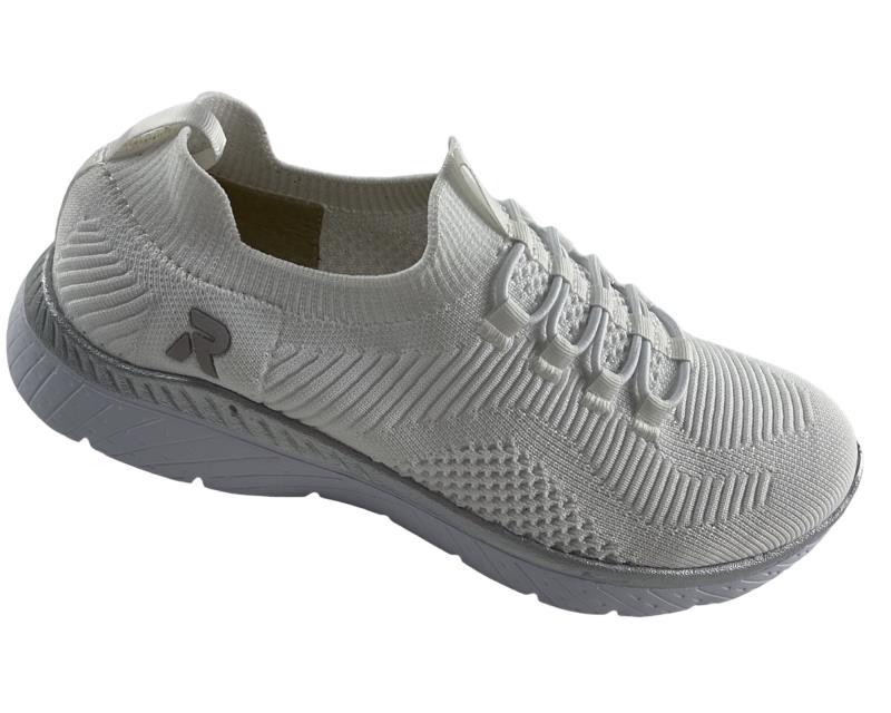 Rieker Damen Slipper M5074-80 Weiß Textil Ultraleicht
