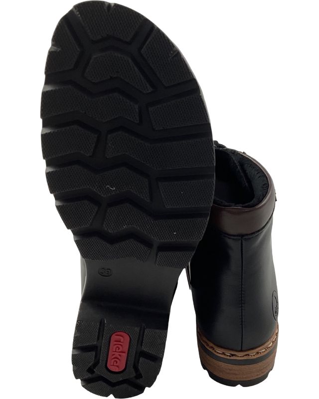 Rieker Damen Kurzstiefel Z9340-00 Schwarz /Rot Warmfutter