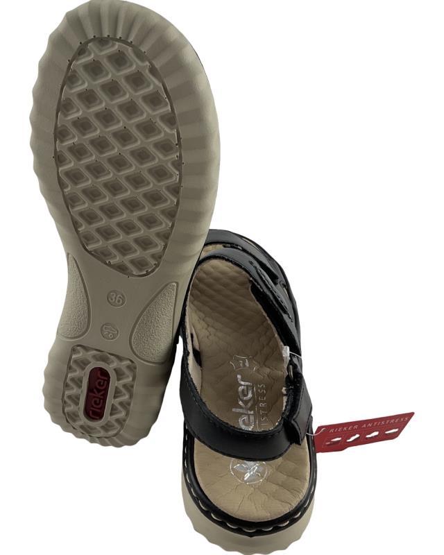 Rieker Damen Riemchensandalen 60462-90 Leder Schwarz
