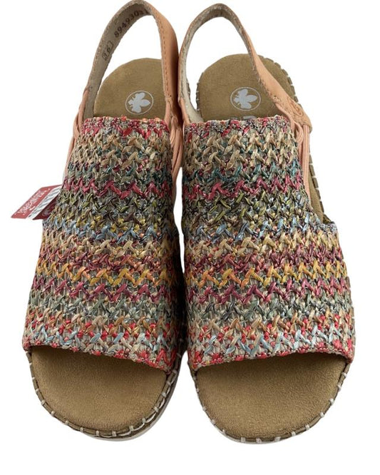 Rieker Damen Keilsandaletten V1241-90 Textil Orange