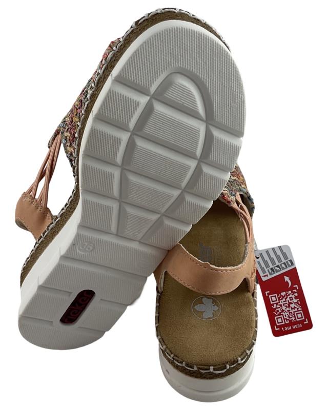 Rieker Damen Keilsandaletten V1241-90 Textil Orange