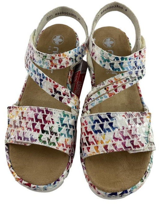 Rieker Damen Keilsandaletten V1364-90 Mehrfarbig