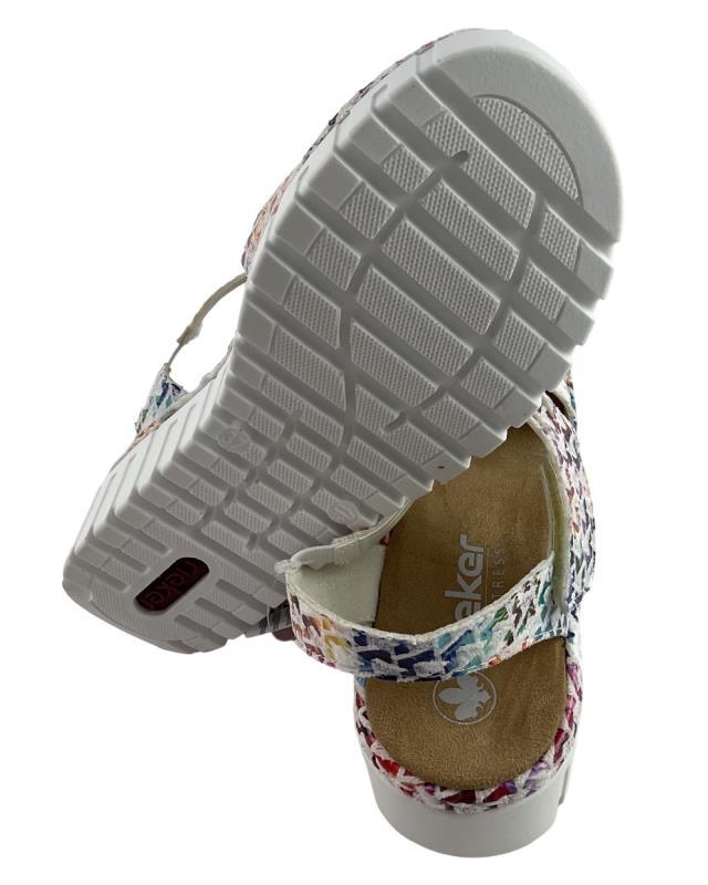 Rieker Damen Keilsandaletten V1364-90 Mehrfarbig