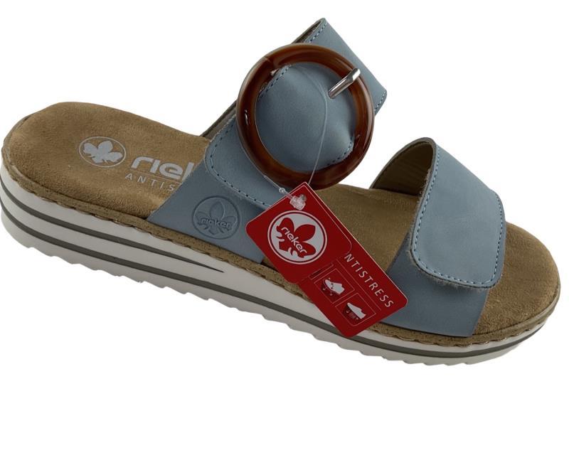 Rieker Comfort & Style Damen Pantoletten V0692-10 Blau