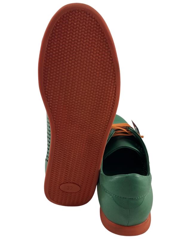 Comfort 6288-301-1 Damen Sneaker Grün/Orange Leder