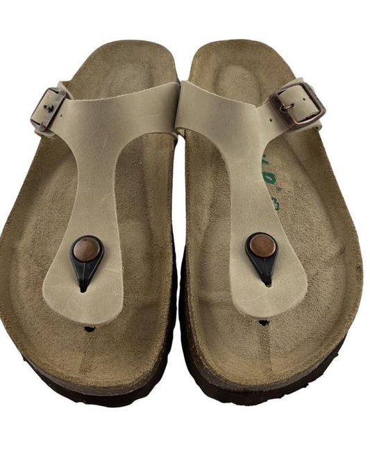 neu B Damen Zehentrenner24026 Renania Leder Beige