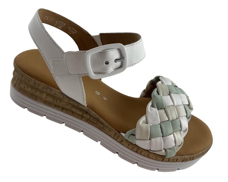 Gabor comfort 42.703.61 Damen Keilsandalette weiß /mint/creme