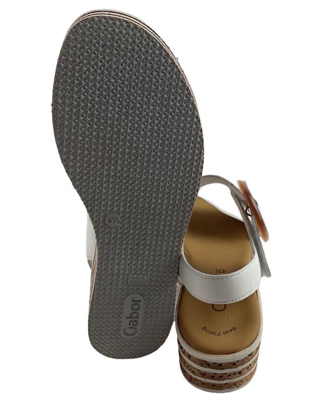 Gabor Damen 44.550.20 Plateau Sandale Leder creme