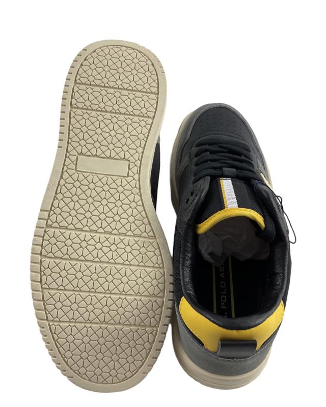 U.S. Polo Assn. Herren Sneaker JONAS005A-BLK Schwarz Leder, Textil