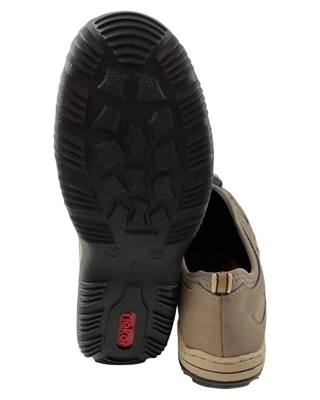 Rieker Damen Slipper L0551-64Beige mit Gummizug, Kunstleder