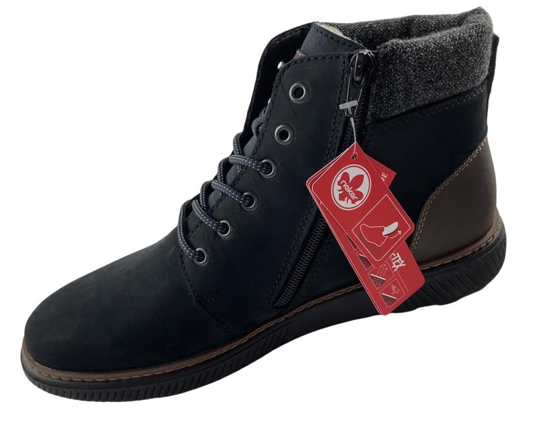 Rieker Herren Schnürstiefel B3343-15 Blau Leder, TEX