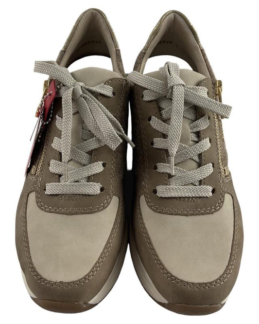 Rieker Damen Sneaker 58902-64 Reißverschlus/ Schnürung Beige , Kunstleder