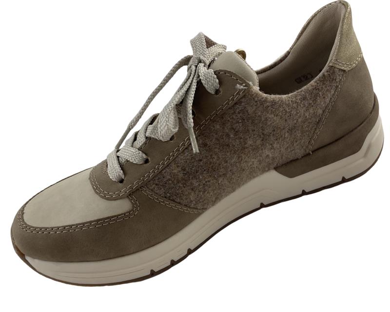 Rieker Damen Sneaker 58902-64 Reißverschlus/ Schnürung Beige , Kunstleder