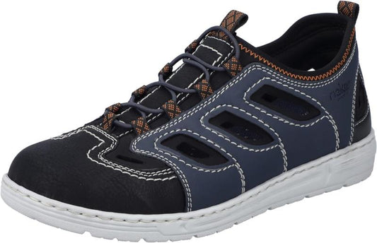 Rieker Herren Slipper Halbschuh 08665-14 Blau /Schwarz Extraweite