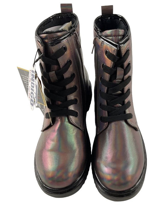 Indigo Mädchen Schnürstiefelletten 452 287 PEWTER/GUN METAL  Synthtik