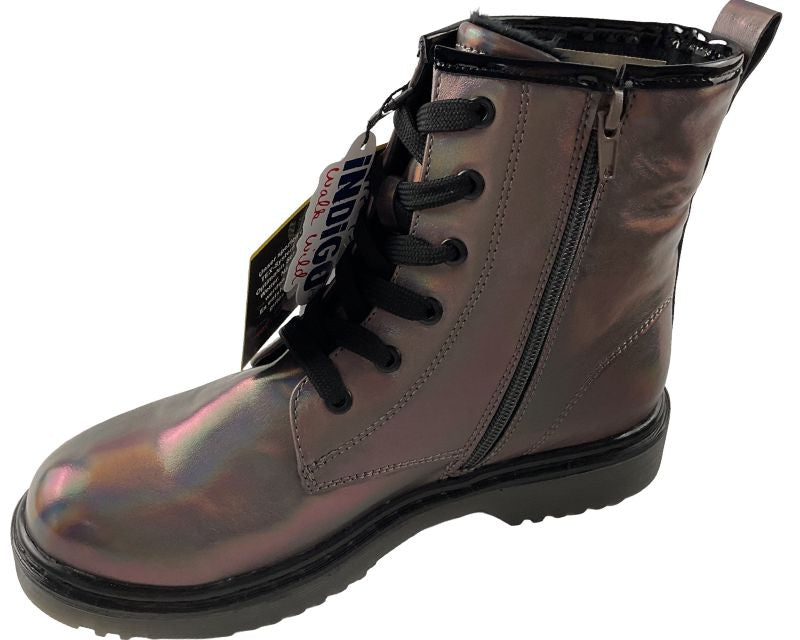Indigo Mädchen Schnürstiefelletten 452 287 PEWTER/GUN METAL  Synthtik