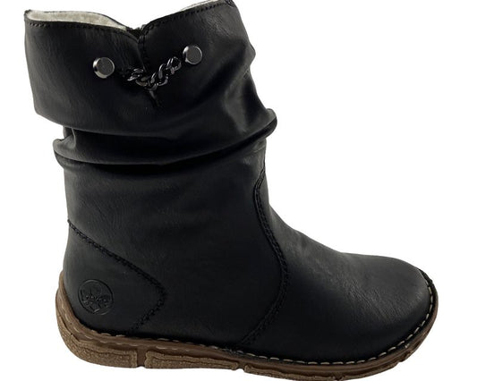 Rieker Damen Kurzstiefel Z3771-00 Schwarz  Kunstleder