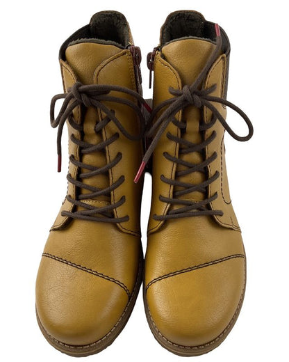 Rieker Damen Schnürstiefel 73522-68 Kunstleder Gelb