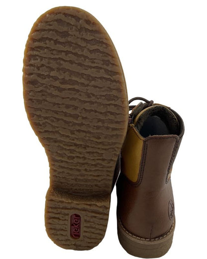 Rieker Damen Schnürstiefel 73522-68 Kunstleder Gelb