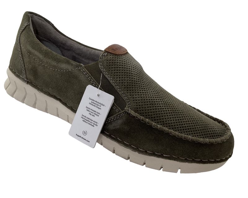 Bugatti Herren Halbschuh Slipper 321-AKM60-1400 Grün /Grau